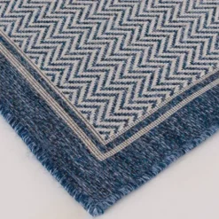 Outdoor Rugs-Kirkland's Home Blue Cabana Stripe Indoor/Outdoor Area Rug, 7X9 Blue/Ivory