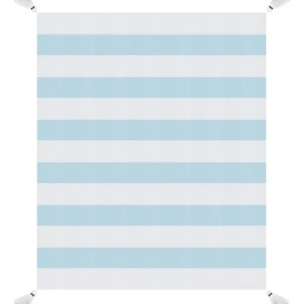 Blankets & Throws-Kirkland's Home Blue Cabana Stripe Tassel Throw Blue/White