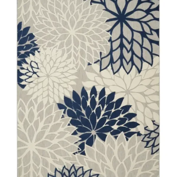 Outdoor Rugs-Kirkland's Home Blue Cassie Global Outdoor Area Rug, 5X8 Blue/White