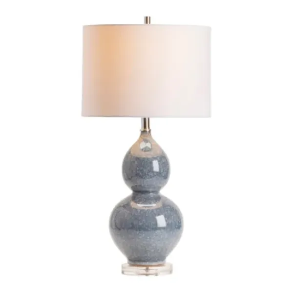 Table Lamps-Kirkland's Home Blue Ceramic Hourglass Table Lamp White