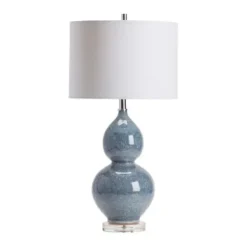 Table Lamps-Kirkland's Home Blue Ceramic Hourglass Table Lamp White