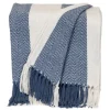 Blankets & Throws-Kirkland's Home Blue Chalet Striped Fringe Throw Blue/White