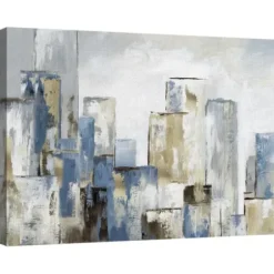 Canvas Art-Kirkland's Home Blue City Canvas Art Prints, Set Of 2 Blue/White/Black/Gray