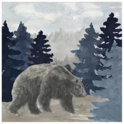 Canvas Art-Kirkland's Home Blue Cliff Mountains Bear I Canvas Art Print Blue/Gray/White