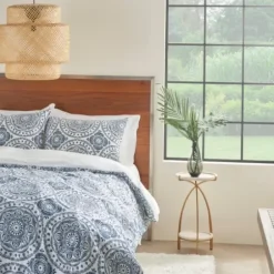 Comforters-Kirkland's Home Blue Cloud Floral King 3-Pc. Comforter Set Blue/White