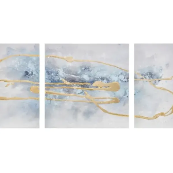 Canvas Art-Kirkland's Home Blue Cosmo Triptych Canvas Art Prints, Set Of 3 Blue/Gold