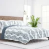 Quilts-Kirkland's Home Blue Damask Reversible 3-Pc. King Quilt Set Blue/White