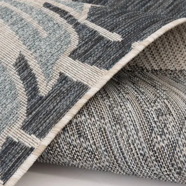 Outdoor Rugs-Kirkland's Home Blue Dhurri Stripe Indoor/Outdoor Area Rug, 7X9 Blue/White/Gray