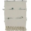 Blankets & Throws-Kirkland's Home Blue Dotted Fringe Throw Blanket Ivory