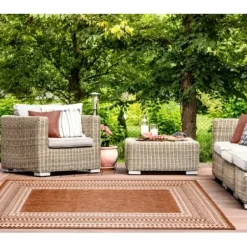 Outdoor Rugs-Kirkland's Home Blue Elletta Indoor/Outdoor Area Rug, 2X7 Gray