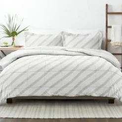Comforters-Kirkland's Home Blue Faded Stripe 3-Pc. Queen Comforter Set Blue/White