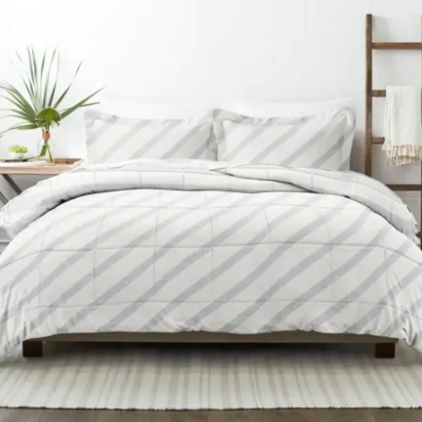 Comforters-Kirkland's Home Blue Faded Stripe 3-Pc. Queen Comforter Set Blue/White