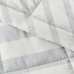 Comforters-Kirkland's Home Blue Faded Stripe 3-Pc. Queen Comforter Set Blue/White
