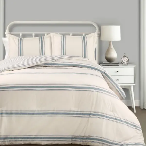 Comforters-Kirkland's Home Blue Farmhouse 3-Pc. Full/Queen Comforter Set Blue/Ivory