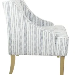 Accent Chairs-Kirkland's Home Blue Farmhouse Stripe Swoop Accent Chair White/Blue