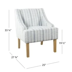 Accent Chairs-Kirkland's Home Blue Farmhouse Stripe Swoop Accent Chair White/Blue