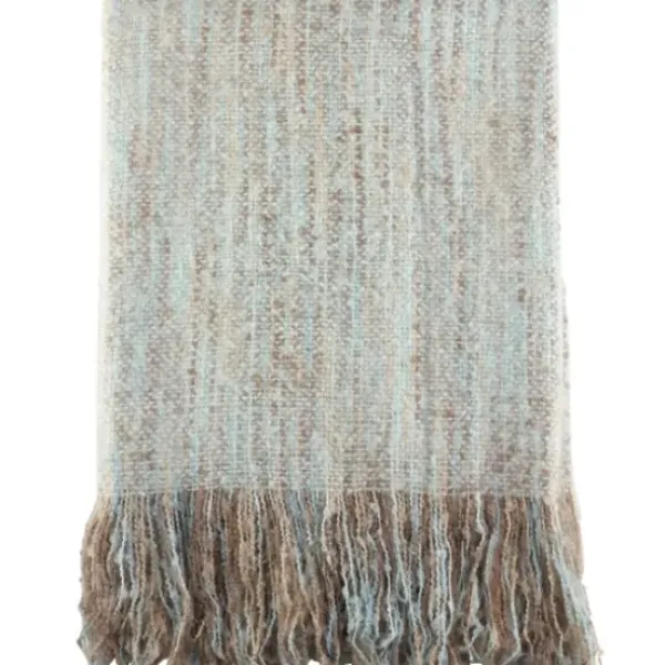 Blankets & Throws-Kirkland's Home Blue Faux Mohair Fringe Throw Blue/Brown
