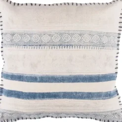 Pillows-Kirkland's Home Blue Feather Fill Pillow Blue/Ivory