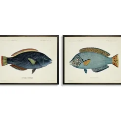 Wall Quotes & Signs-Kirkland's Home Blue Fish Framed Art Prints, Set Of 2 Blue/White