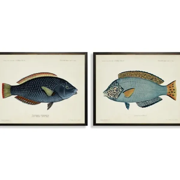 Wall Quotes & Signs-Kirkland's Home Blue Fish Framed Art Prints, Set Of 2 Blue/White