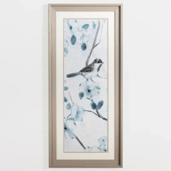 Framed Art-Kirkland's Home Blue Floral Bird I Framed Art Print Blue/White
