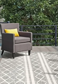 Outdoor Rugs-Kirkland's Home Blue Floral Burst Outdoor Area Rug, 6X9 Blue/White