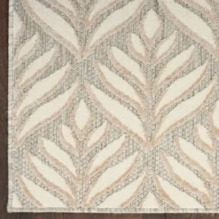 Outdoor Rugs-Kirkland's Home Blue Floral Burst Round Outdoor Area Rug, 5X5 Tan/Blue/White