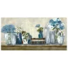 Canvas Art-Kirkland's Home Blue Floral Desk Giclee Canvas Print, 40X20 In. Blue/White/Gray