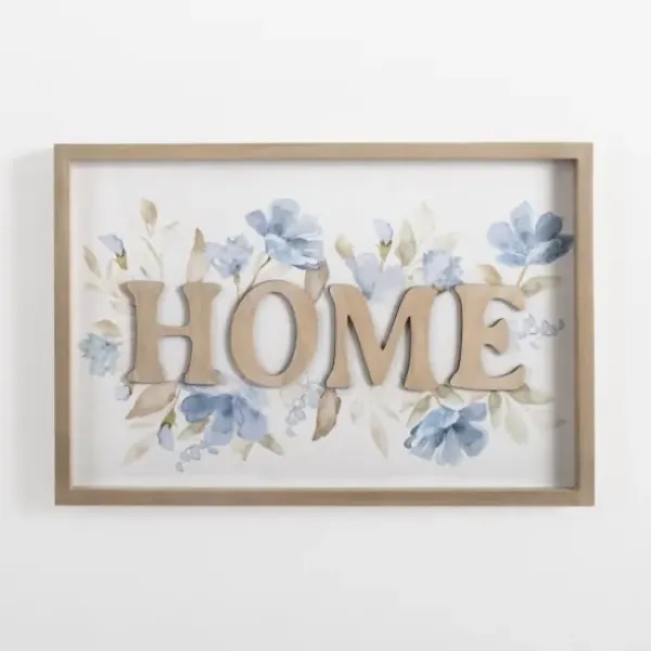 Wall Quotes & Signs-Kirkland's Home Blue Floral Home Wall Plaque White/Blue/Gray