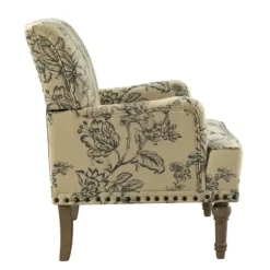 Accent Chairs-Kirkland's Home Blue Floral Nailhead Trim Upholstered Accent Chair Blue/Ivory