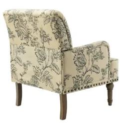 Accent Chairs-Kirkland's Home Blue Floral Nailhead Trim Upholstered Accent Chair Blue/Ivory