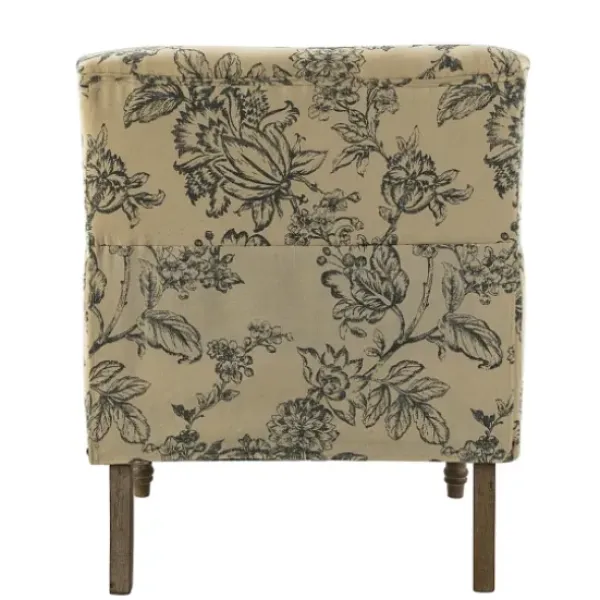 Accent Chairs-Kirkland's Home Blue Floral Nailhead Trim Upholstered Accent Chair Blue/Ivory
