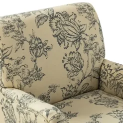 Accent Chairs-Kirkland's Home Blue Floral Nailhead Trim Upholstered Accent Chair Blue/Ivory
