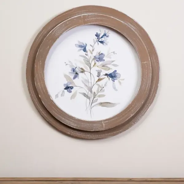 Framed Art-Kirkland's Home Blue Florals Ii Round Framed Art White/Blue