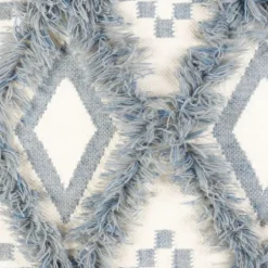 Wall Plaques-Kirkland's Home Blue Fringe Macrame Tassel Wall Hanging Blue/Ivory