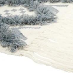 Wall Plaques-Kirkland's Home Blue Fringe Macrame Tassel Wall Hanging Blue/Ivory
