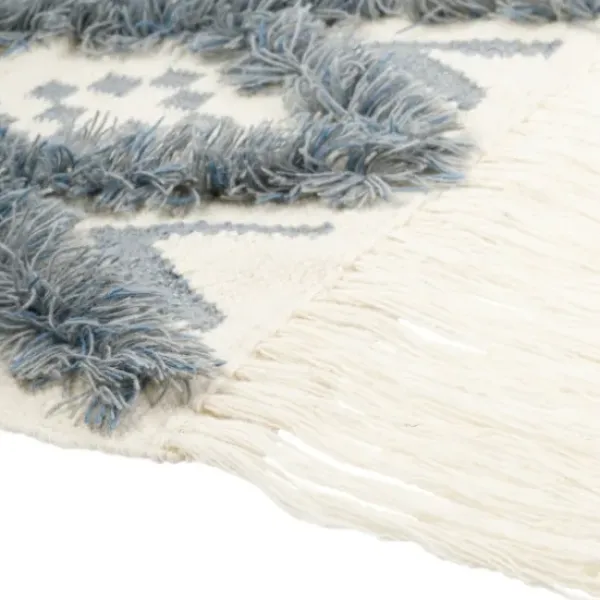 Wall Plaques-Kirkland's Home Blue Fringe Macrame Tassel Wall Hanging Blue/Ivory