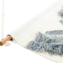Wall Plaques-Kirkland's Home Blue Fringe Macrame Tassel Wall Hanging Blue/Ivory