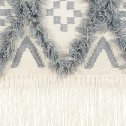 Wall Plaques-Kirkland's Home Blue Fringe Macrame Tassel Wall Hanging Blue/Ivory