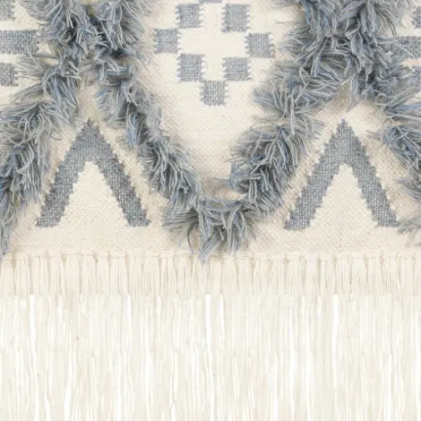 Wall Plaques-Kirkland's Home Blue Fringe Macrame Tassel Wall Hanging Blue/Ivory