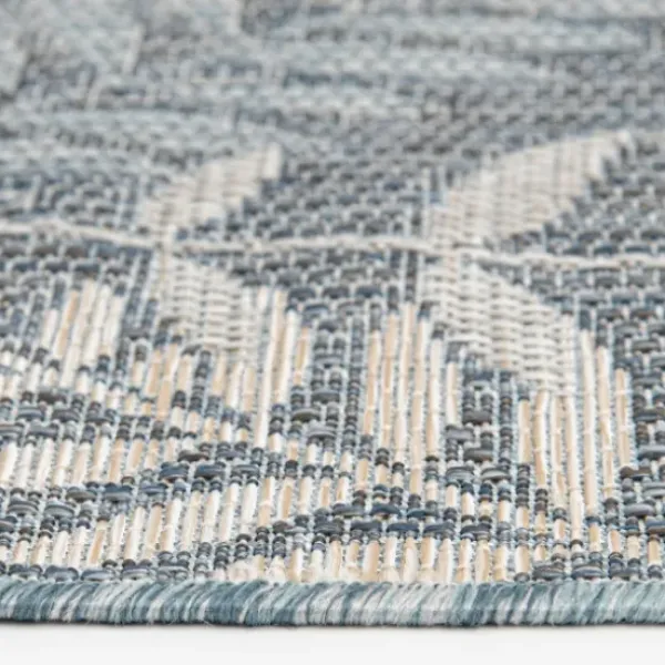 Outdoor Rugs-Kirkland's Home Blue Geometric Floral Outdoor Area Rug, 4X6 Blue/White