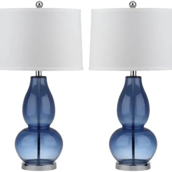 Table Lamps-Kirkland's Home Blue Glass Hourglass Table Lamps, Set Of 2 White
