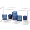 Candle Holders-Kirkland's Home Blue Glass Open Frame Candle Runner White/Blue