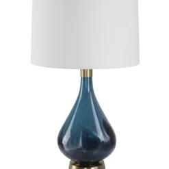 Table Lamps-Kirkland's Home Blue Glass Teardrop Table Lamp White