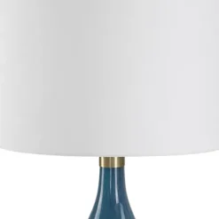 Table Lamps-Kirkland's Home Blue Glass Teardrop Table Lamp White