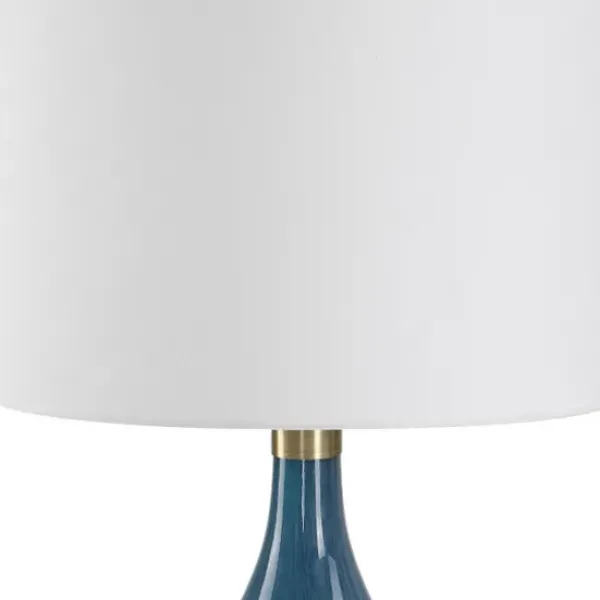 Table Lamps-Kirkland's Home Blue Glass Teardrop Table Lamp White