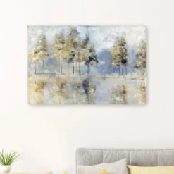 Canvas Art-Kirkland's Home Blue Golden Forest Giclee Canvas Art Print Blue/Gold