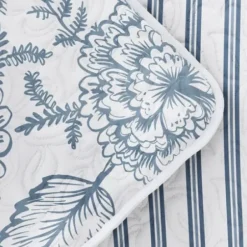Quilts-Kirkland's Home Blue Jacobean Reversible 2-Pc. Twin Quilt Set Blue/White
