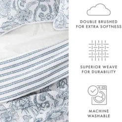 Quilts-Kirkland's Home Blue Jacobean Reversible 2-Pc. Twin Quilt Set Blue/White