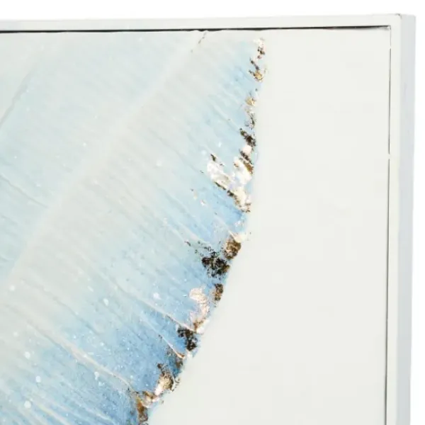 Framed Art-Kirkland's Home Blue Leaves Coastal Metal Art Print Blue/White